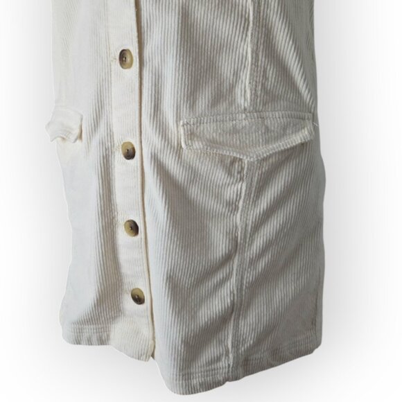 American Eagle Corduroy Jumper Dress White Button Front Size Medium - Picture 4 of 9